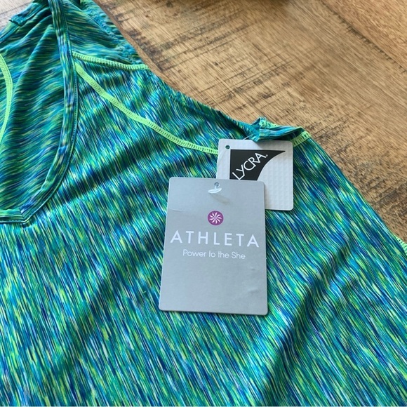 Athleta Womens Green Blue Burnout Running Athletic Tank Size Small - Picture 11 of 13